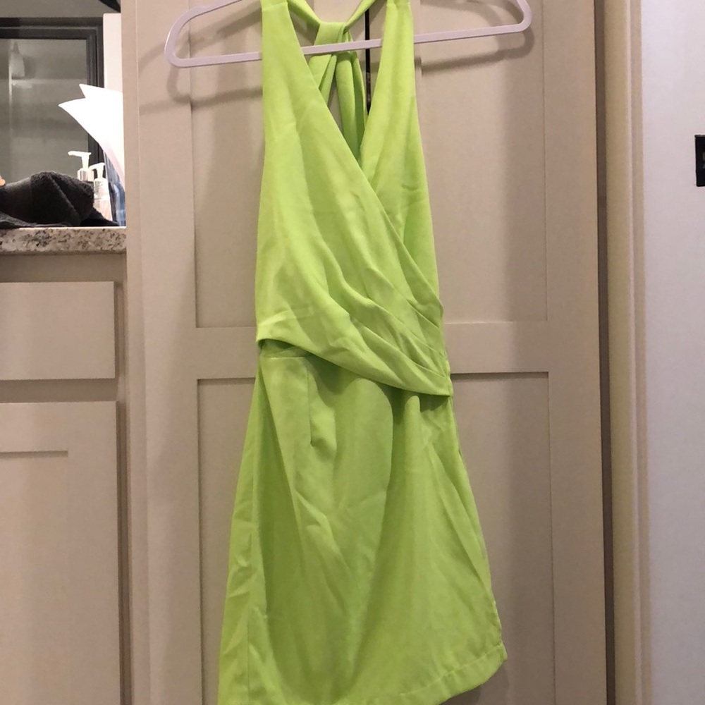 LIME GREEN Low Cut Mini Dress